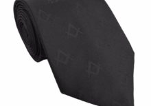 Masonic Masons Slik Tie with self print Square Compass Black