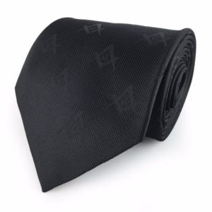 Masonic Masons Tie with self print Square Compass & G Black