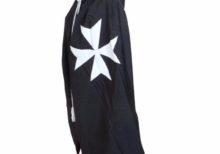 Masonic Knight Malta Cloak Mantle Black with (8 pointed) Maltese Cross