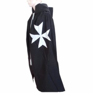 Masonic Knight Malta Cloak Mantle Black with (8 pointed) Maltese Cross