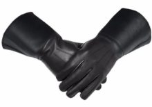 Masonic Piper Drummer Leather Gauntlets/Gloves Black Soft Leather Knight Templar