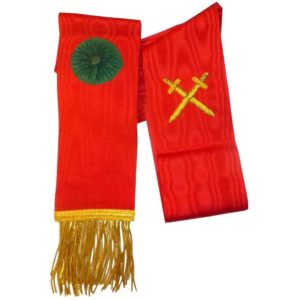 Knight Mason Hand Embroidered Sash Red