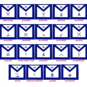 Masonic Blue Lodge Officers Aprons Variations - Set of 19