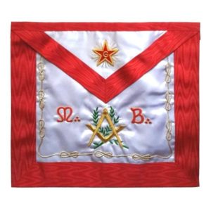 Masonic Scottish Rite Apron – ASSR – Master Mason – Square Compass MB Flaming Star