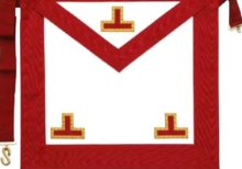 Masonic Scottish Rite Worshipful Master AASR Apron Features: Adjustable belt with Gold plated snake fitting Finest quality Red Moire ribbon Pocket at the rear and soft padding Imitation or Lambskin Leather
