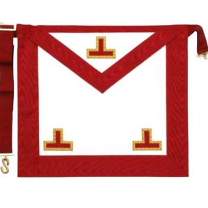 Masonic Scottish Rite Worshipful Master AASR Apron Features: Adjustable belt with Gold plated snake fitting Finest quality Red Moire ribbon Pocket at the rear and soft padding Imitation or Lambskin Leather