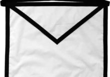 Features: Apron made of high quality white cotton duck cloth Size 14 inch high x 16 inch wide Nicely trimmed with 5/8 inch wide green polyester grosgrain ribbon Same ribbon 36 inch long on each side to tie