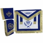 Master Mason Satin Apron,Collar gauntlets Set with Fringe Blue