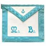 Master Mason French Rite / Modern Rite Square Compass Lambskin Apron - Sky Blue