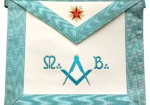 Master Mason French Rite / Modern Rite Star Lambskin Apron - Sky Blue