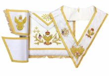 Rose Croix 33rd Degree Hand embroidered Apron Set 'WINGS UP' All Countries Flags