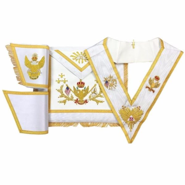 Rose Croix 33rd Degree Hand embroidered Apron Set 'WINGS UP' All Countries Flags