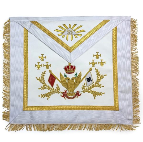 Rose Croix SCOTTISH RITE 33rd Degree Hand embroidered Apron Set 'WINGS UP' All Countries Flags