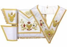Rose Croix SCOTTISH RITE 33rd Degree Hand embroidered Apron Set 'WINGS UP' All Countries Flags