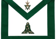Allied Masonic Degree AMD Hand Embroidered Officer Apron - Senior Warden