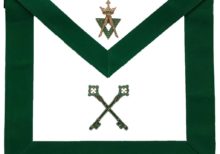Allied Masonic Degree AMD Hand Embroidered Officer Apron - Treasurer