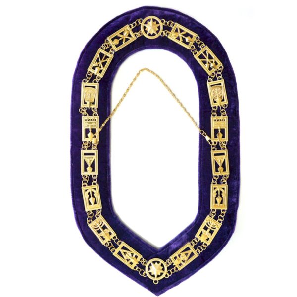 Cryptic Mason - Royal & Select Chain Collar - Gold Silver On Purple + Free Case