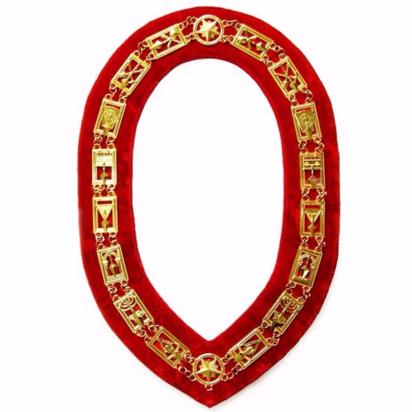 Cryptic Mason - Royal & Select Chain Collar - Gold Silver On Red + Free Case