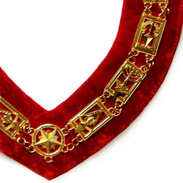 Cryptic Mason - Royal & Select Chain Collar - Gold Silver On Red + Free Case