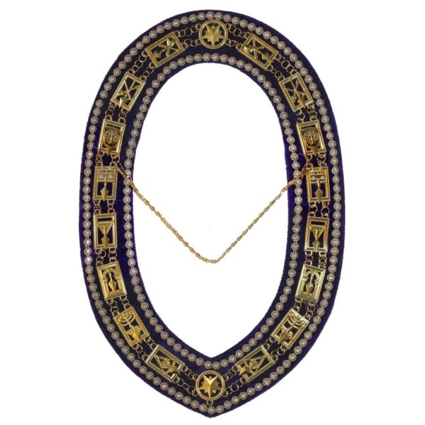 Cryptic Mason - Royal & Select Rhinestones Chain Collar - Gold Silver On Purple + Free Case