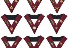 Masonic Blue Lodge 14th Degree Collars- Set of 9 collars Machine Embroidered