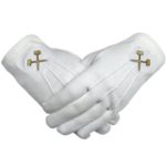 Masonic Crossed Trowels Machine Embroidery White Cotton Gloves