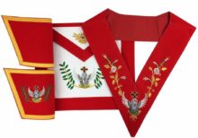 Masonic Rose Croix 18th Degree Handmade embroidery Apron, Gauntlets and Collar Set
