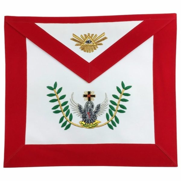 Masonic Rose Croix 18th Degree Handmade embroidery Apron, Gauntlets and Collar Set