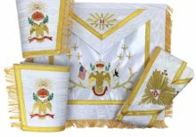 Masonic Rose Croix 33rd Degree Silk Apron, Gauntlets and Collar Set - All Countries Flags
