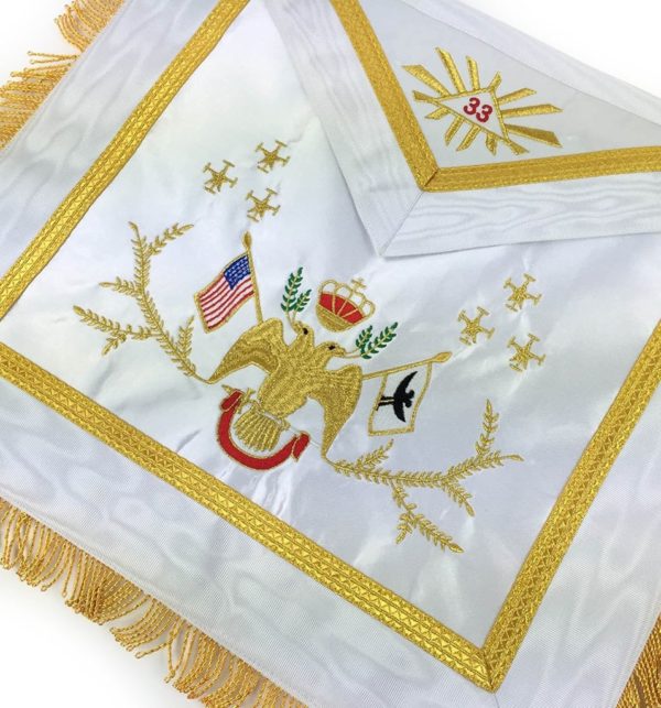 Masonic Rose Croix 33rd Degree Silk Apron, Gauntlets and Collar Set - All Countries Flags