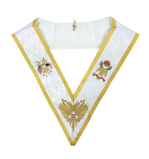 Masonic Rose Croix 33rd Degree Silk Apron, Gauntlets and Collar Set - All Countries Flags