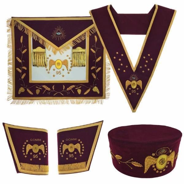 Masonic Scottish Rite 95th Degree Hand embroidered Set Apron Collar Cap Gauntlets