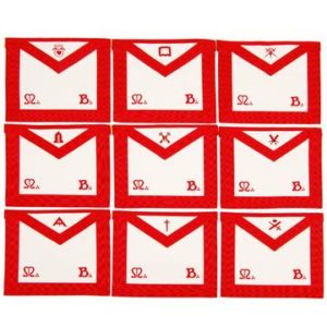 Masonic Scottish Rite Officers Apron (REAA) Red Embroidery-Set of 9