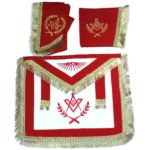 Master Mason Cardura Apron, Collar gauntlets Set with Fringe Red