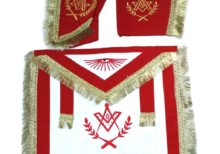 Master Mason Cardura Apron, Collar gauntlets Set with Fringe Red