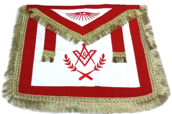 Master Mason Cardura Apron, Collar gauntlets Set with Fringe Red