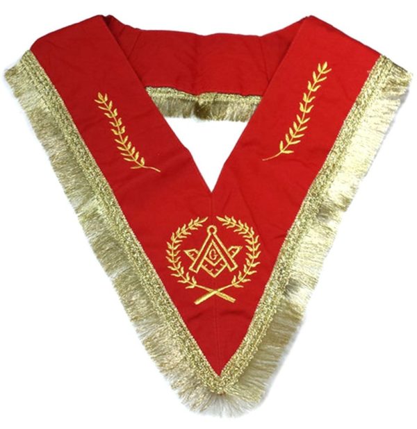 Master Mason Cardura Apron, Collar gauntlets Set with Fringe Red