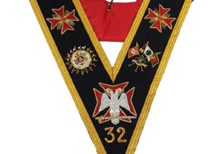Rose Croix 32nd Degree Collar Hand Embroidered Gold Bullion Wire Made