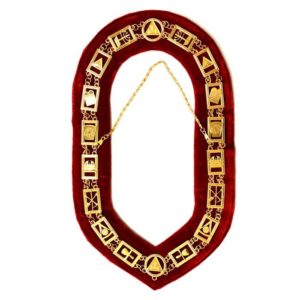 Royal Arch - Masonic Chain Collar - Gold Silver On Red + Free Case