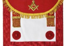 Scottish Master Mason Handmade Embroidery Apron with Rosettes - Red