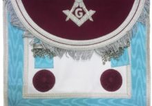 Scottish Master Mason Handmade Silver Embroidery Apron with Rosettes - Brown and Blue