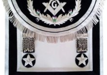Scottish Rite Master Mason Handmade Embroidery Apron - Black Silver with Vinework