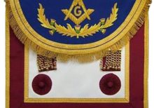 Scottish Rite Master Mason Handmade Embroidery Apron - Blue Brown with Vinework