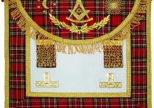 Scottish Rite Master Mason Handmade Embroidery Apron - Striped Red
