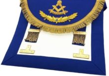 Scottish Rite Past Master Handmade Embroidery Apron - Blue with Vinework
