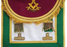 Scottish Rite Past Master Handmade Embroidery Apron with Levels - Brown and Green