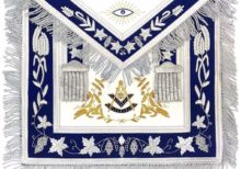 Masonic Grand Lodge Past Master Apron Gold & Silver Hand Embroidery Apron