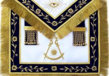 Masonic Blue Lodge Past Master Apron Hand Embroidered Bullion Vine