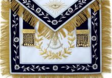 Masonic Blue Lodge Past Master Apron With Wreath Bullion Hand Embroidered
