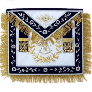 Masonic Blue Lodge Past Master Apron With Wreath Bullion Hand Embroidered